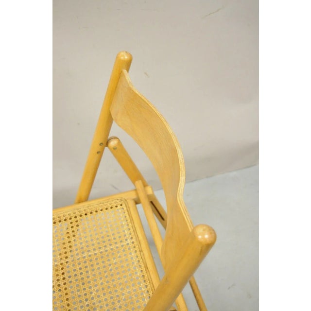 Mid 20th Century Vintage Habitat England Bentwood Cane Rattan Folding Chairs - a Pair For Sale - Image 5 of 13