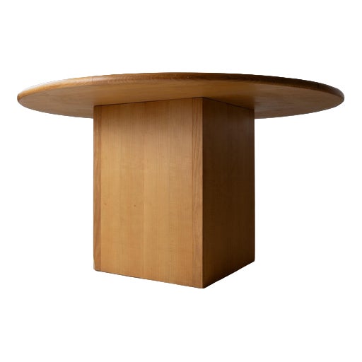 Large Vintage Italian Round Wooden Table, 1980s For Sale