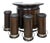 Vintage Walnut and Green Marble Bar with Stools, 1970s, Set of 5 For Sale