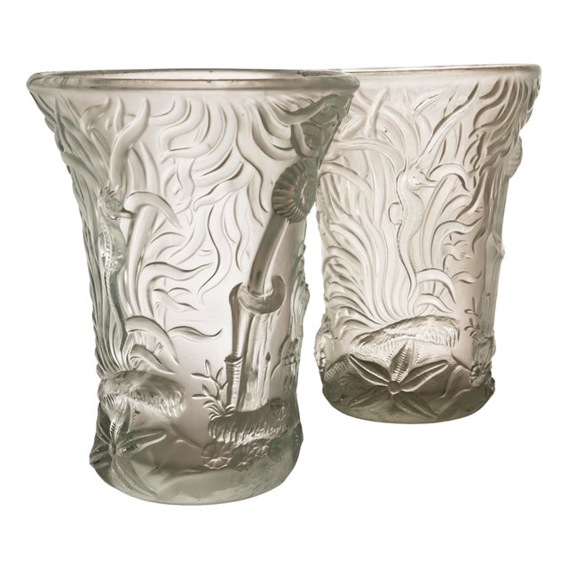 Glass Marine Life Vases attributed to Josef Inwald for Barolac, 1960s, Set of 2 For Sale