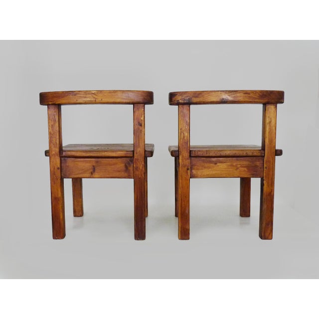 Brutalist Chairs in Wood, 1960s, Set of 2 For Sale - Image 9 of 10