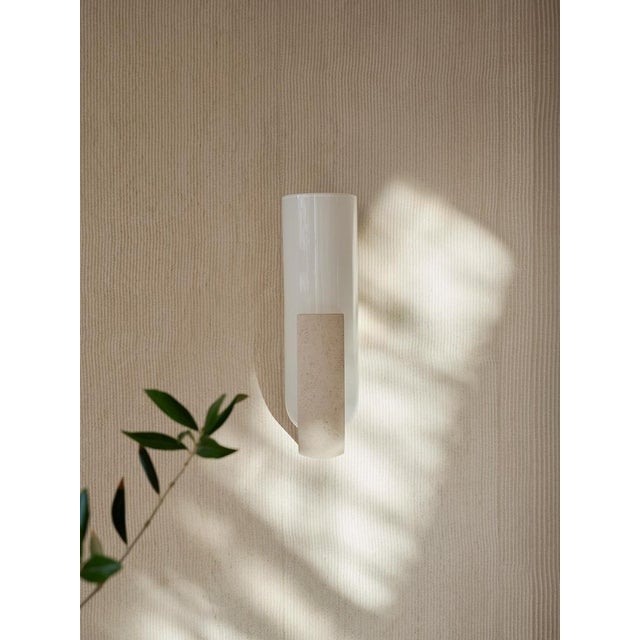 Pluto Sconce in Ceramic Stone and White Glass by Farrah Sit For Sale - Image 9 of 11
