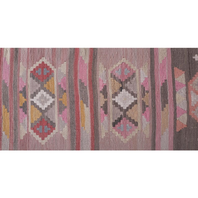 Textile Vintage Striped Turkish Kilim Runner - Hallway Kilim 2'6'' X 24'5'' For Sale - Image 7 of 12