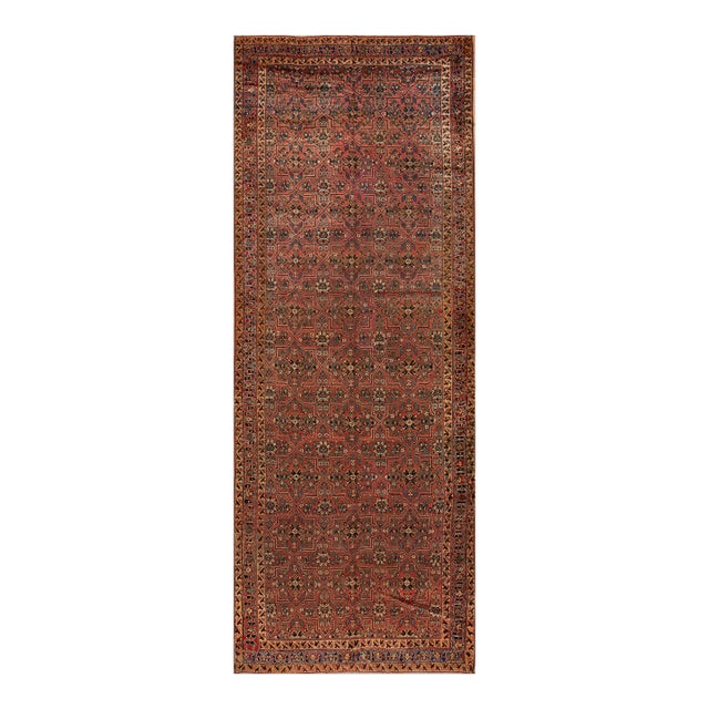Terrific Pink-Cerise Background With a Star and Cross Lattice in a Floral Pattern Antique Persian Gallery Rug For Sale