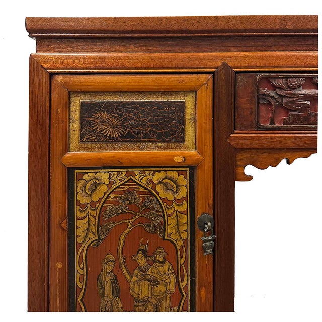 1900 - 1909 Early 20th Century Chinese Hand Carved Doctor's Desk For Sale - Image 5 of 13