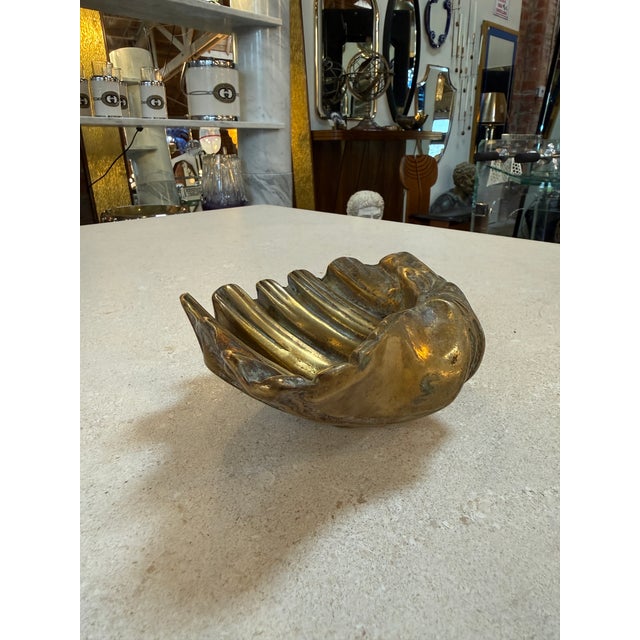 Vintage Brass Shell Dish / Scallop Shell Catchall Bowl For Sale - Image 4 of 7