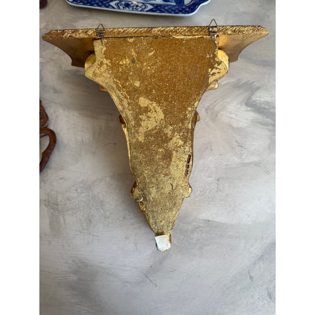 Vintage Italian Gilt Wall Shelf Sconce Carved Wood Italy Florentine Style For Sale - Image 10 of 10