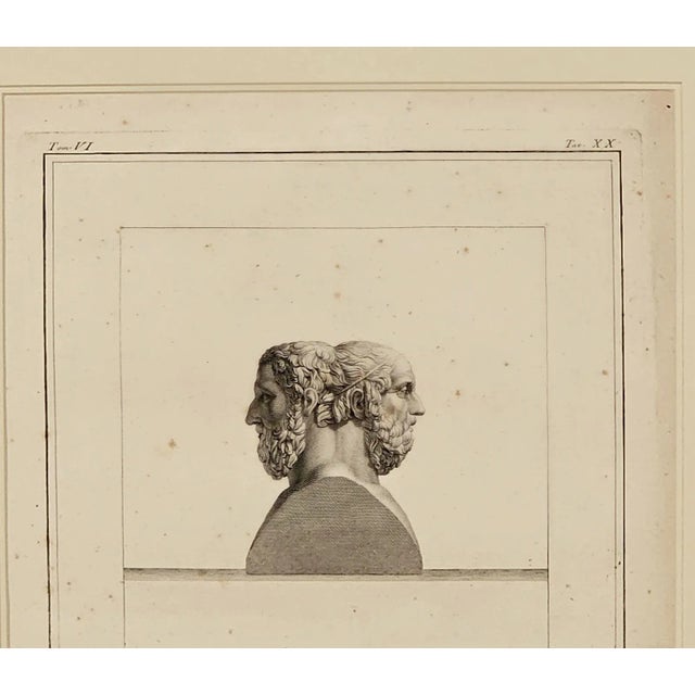 Neoclassical Engraving of Bust of Homer and Archilochus, Italy Circa 1800 For Sale - Image 3 of 4