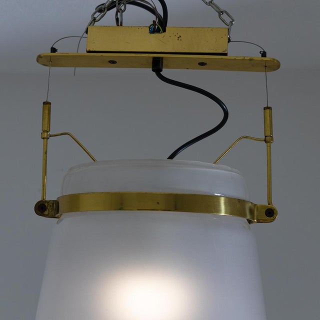 Gold Ceiling Lamp with Conical Diffuser In Satin Glass For Sale - Image 8 of 11