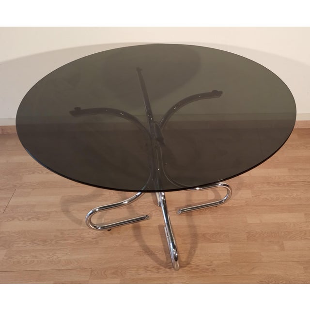 Vintage Italian Smoked Glass Chrome Coffee Table, 1970s For Sale - Image 11 of 18