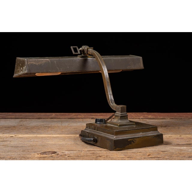 Industrial 1900s Industrial Linolite Adjustable Bronze Tone Desk Lamp For Sale - Image 3 of 9