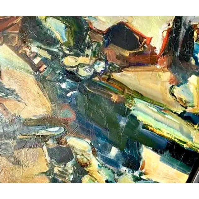 Late 20th Century Vintage Original Abstract Oil Painting on Canvas For Sale - Image 5 of 12