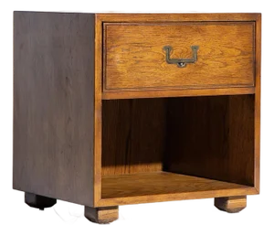 Henredon Campaign Mid Century Oak and Brass Nightstand