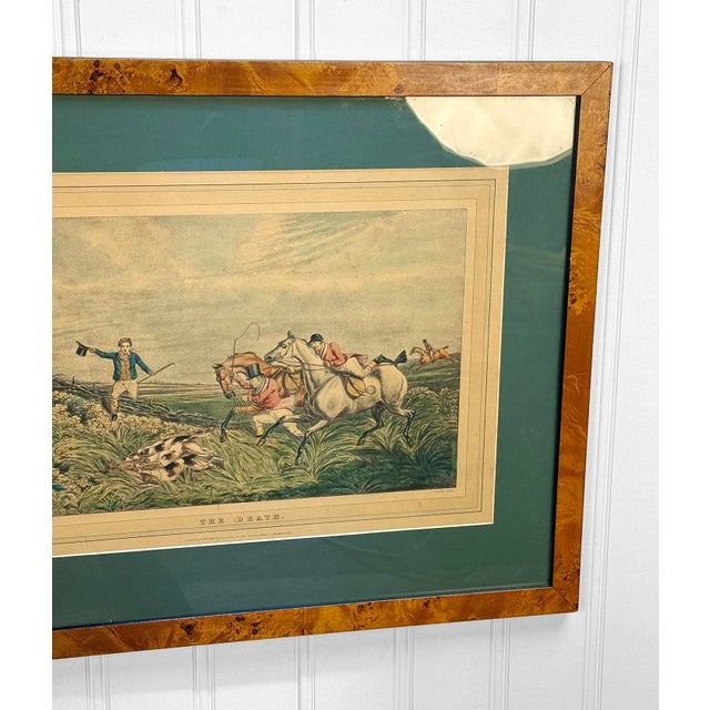 Antique Traditional Equestrian Fox Hunt "The Death" Framed Lithograph For Sale - Image 4 of 13