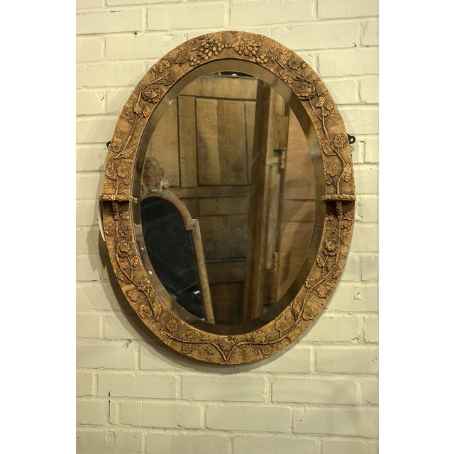 Irish Cork Oval Mirror With Raised Foliate Details Chairish
