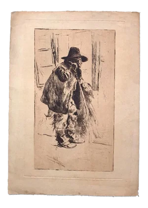Old Man - Original Etching on Paper by Henri Piere Jamet - 19th Century 20th century