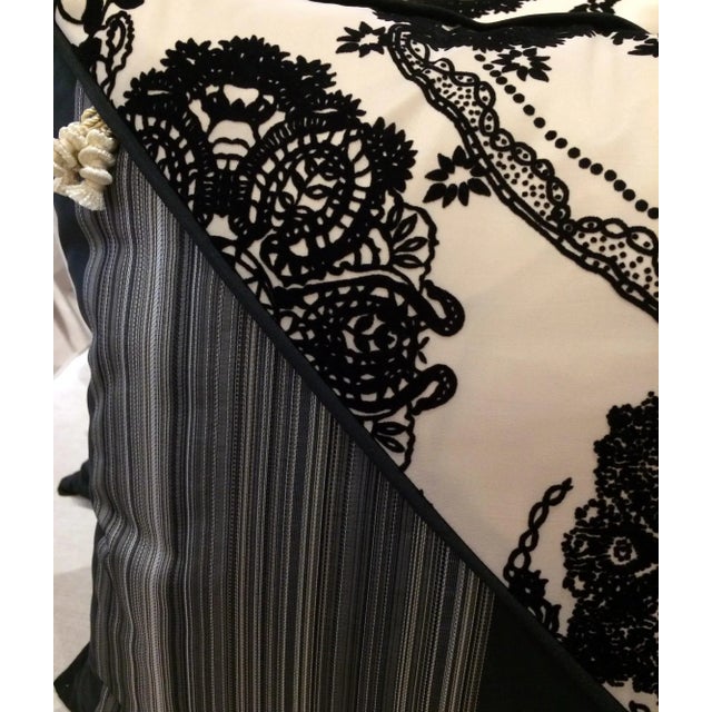 DWM | MALOOS Contemporary Dia Noire Flocked Pillows - a Pair For Sale - Image 10 of 13