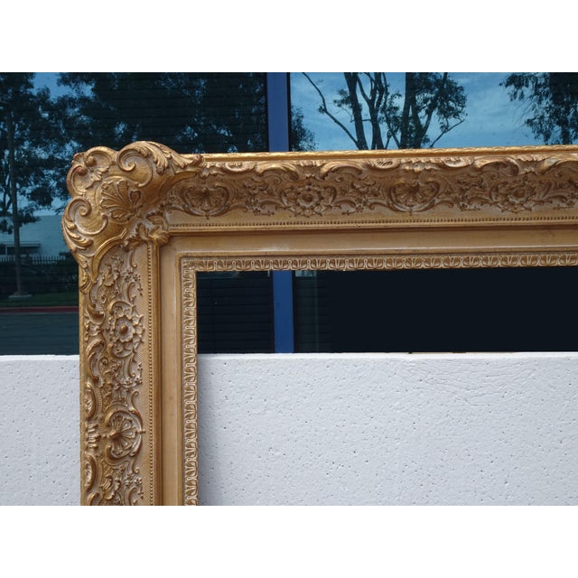 Large Tall 56'x 41 Vintage French Provincial Gold Ornate Picture Frame For Sale - Image 4 of 14