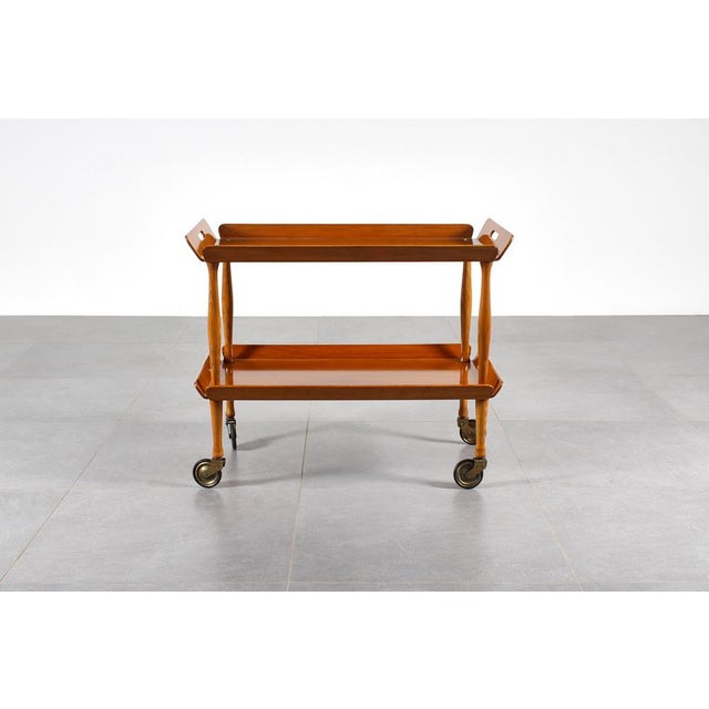 Brown Vintage Italian Serving Cart in Bent Plywood, 1950s For Sale - Image 8 of 18