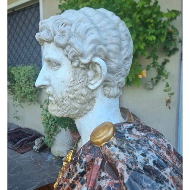 Bust of the Roman Emperor Hadrian from 1950 in Painted and Vitrified Terracotta, 1950, Terracotta For Sale - Image 8 of 12