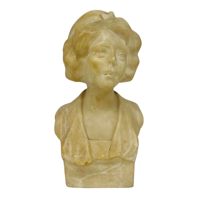 19th Century, Art Nouveau Carved Marble Bust of a Lady - Signed Miller For Sale