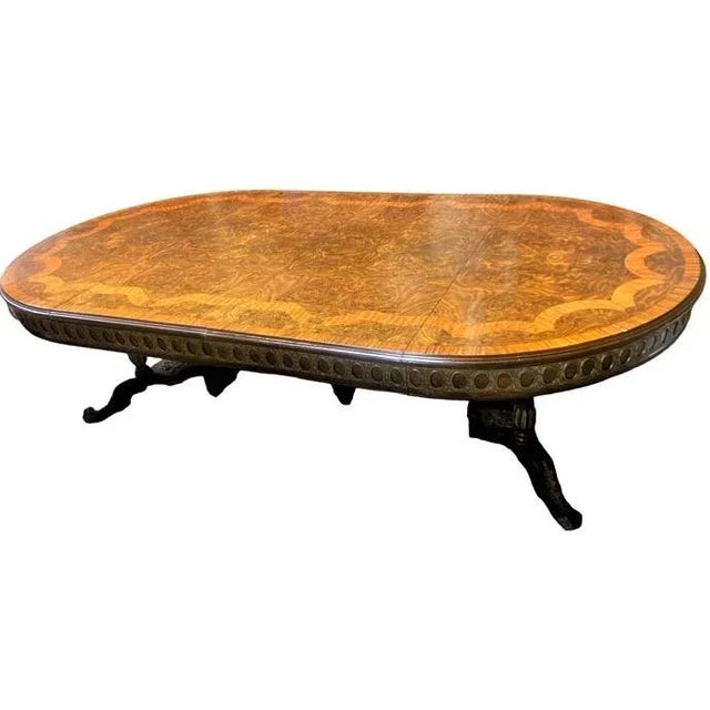 Monumental 19th Century Antique French Empire Dining Table in Burlwood, Satinwood and Mahogany For Sale - Image 12 of 12