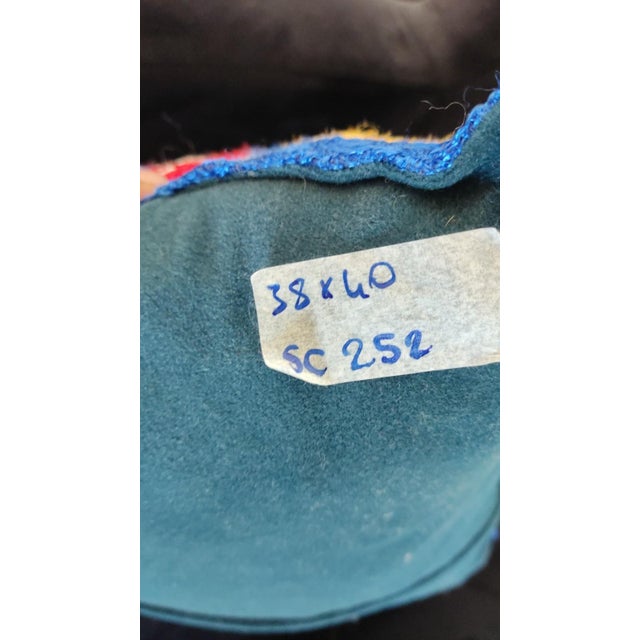 Early 21st Century 15"x16" Hand Embroidered Silk and Cotton Cushion Cover. Blue Toss Pillow Cover For Sale - Image 5 of 5