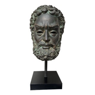 Grand Tour Style Verdigris Patinated Head of Zeus For Sale