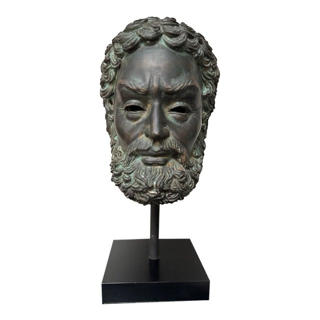 Grand Tour Style Verdigris Patinated Head of Zeus For Sale