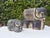 A striking graduated pair of vintage terracotta elephant sculptures finished in a hand-rubbed blackwashed patina that...