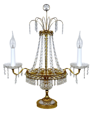 Brass and Lead Crystal Table Lamp from Palwa, 1960s