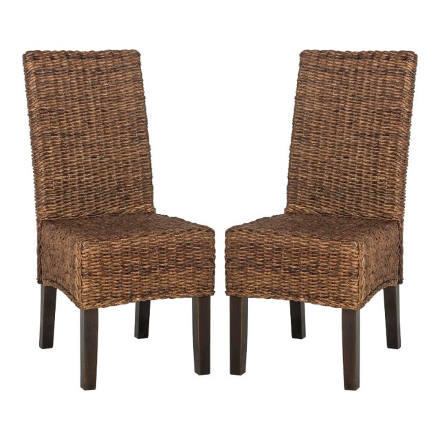 18''H Wicker Dining Chair in Brown - a Pair For Sale