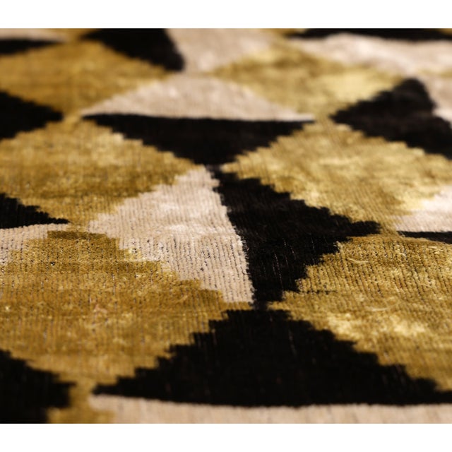 "Bold geometry, rich texture, and timeless sophistication define this extraordinary handmade silk velvet pillow. Designed...