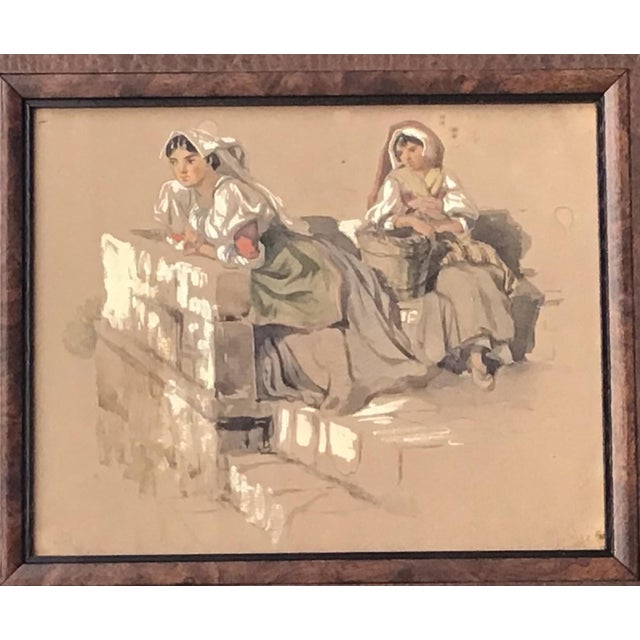 Mid 19th Century Antique Watercolor on Paper by Teodoro Declere (1816-1867) For Sale - Image 5 of 6