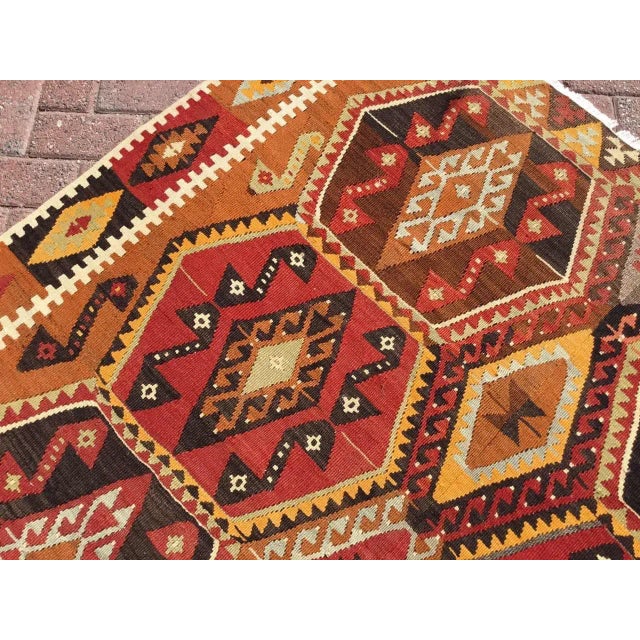1960s Vintage Turkish Kilim Rug - 134" X 66" For Sale - Image 5 of 11