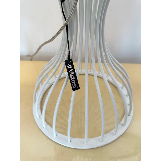 Mid-Century Modern Pair of Lamps Cup Murano Glass and White Metal by Vistosi, Italy, 1990s For Sale - Image 3 of 13