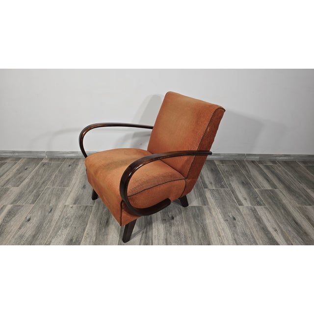 Textile Art Deco Lounge Chair from Jindrich Halabala For Sale - Image 7 of 10