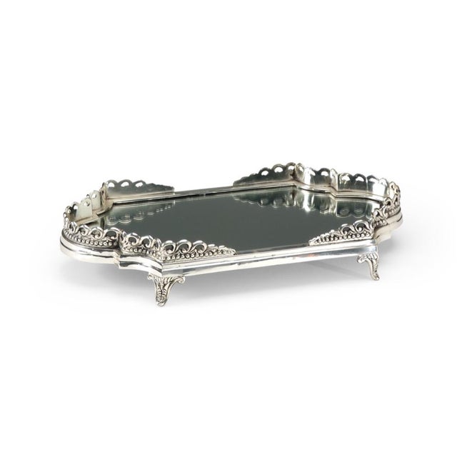 Contemporary Wildwood Mirrored Tray With Gallery For Sale - Image 3 of 3