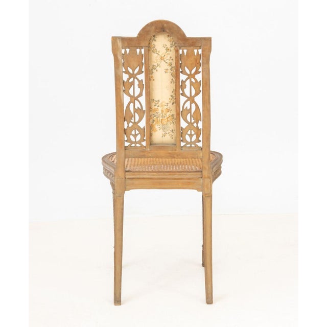 Tan Louis XVI Silk Embroidery Panel Chair, Ca. 1900 For Sale - Image 8 of 8