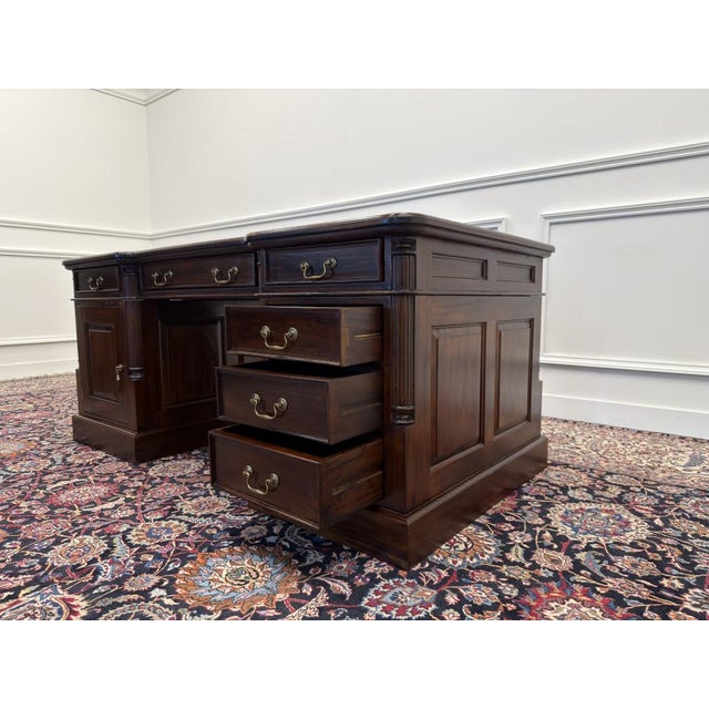 English Partner Desk in Teak For Sale - Image 15 of 18