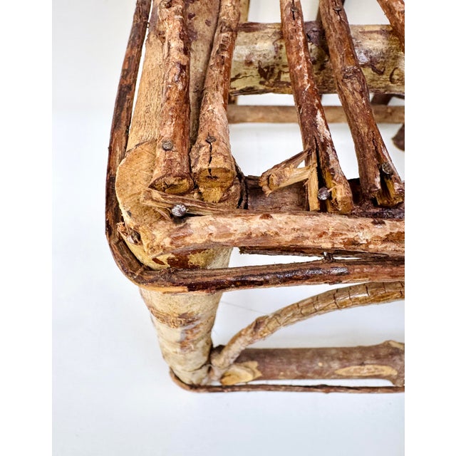 Vintage Rustic Twig Chair With Woven Seat Folk Art Decor For Sale - Image 10 of 11