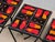 Metal French Modern Nesting Tables with Red and Orange Ceramic Tile Tops, 1950s, Set of 3 For Sale - Image 7 of 15