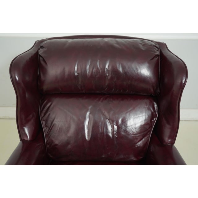 Sherrill Burgundy Leather Wing Back Easy Chair Chairish