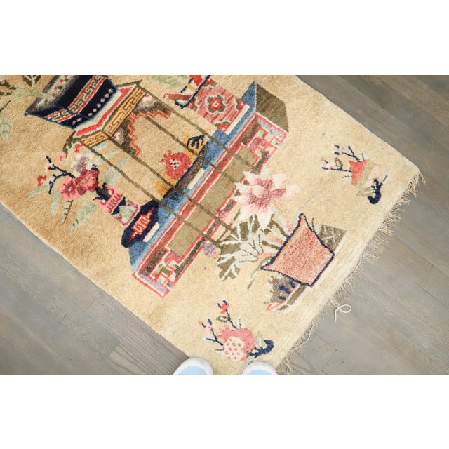 Early 20th Century Zabihi Collection Stunning Ivory Chinese Batou Floral Rug - 3'1" x 4'2" For Sale - Image 10 of 10