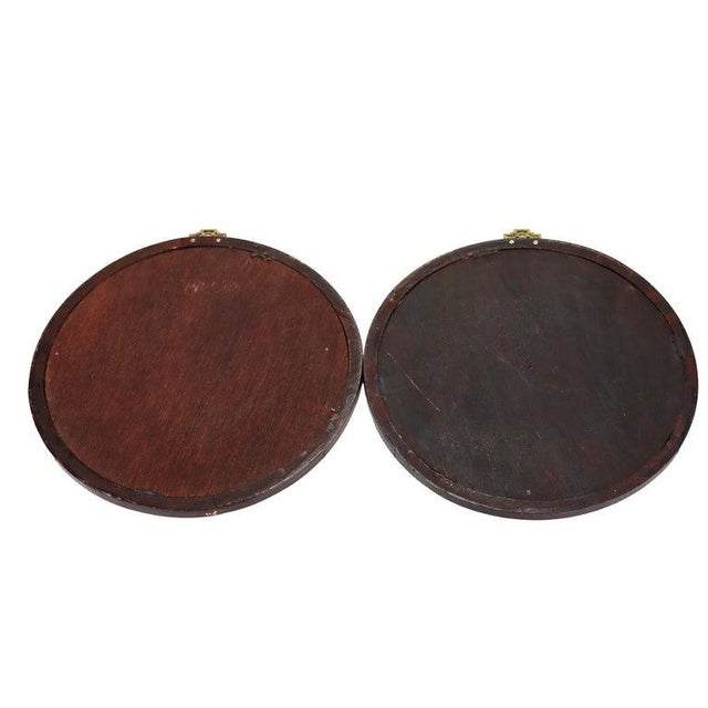 Glass Pair of Antique Chinese Reverse Painted Circular Portrait Wall Panels C1920 For Sale - Image 7 of 9