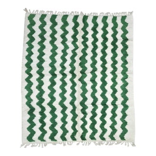 Green Wave Stripe Rug - 10.1 X 8.2 Ft For Sale