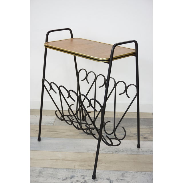 Wrought Iron and Wood Side End Table, 1950s For Sale - Image 10 of 10