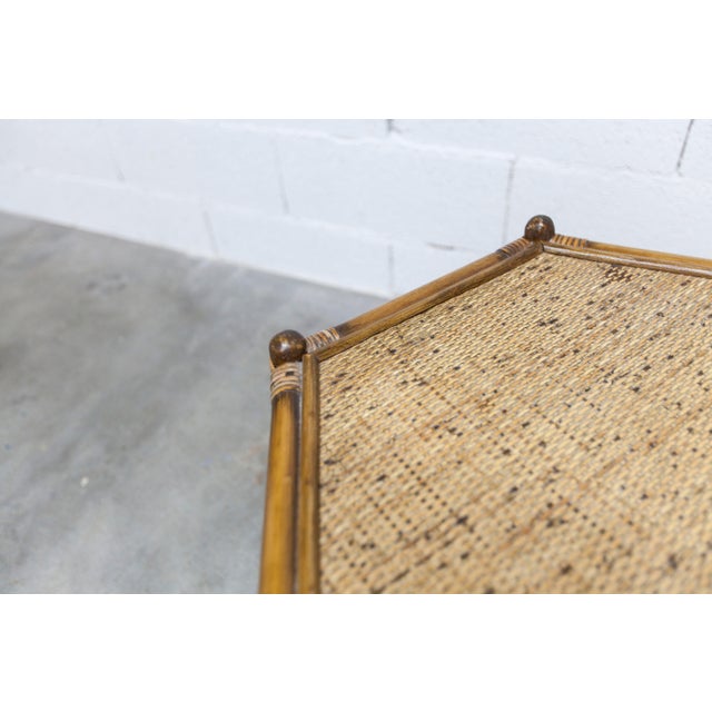 Wood Hexagonal Rattan Coffee Table, 1960s For Sale - Image 7 of 17