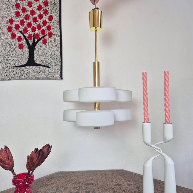 Mid-Century Brass and Glass Pendant from Kaiser, 1960s For Sale - Image 12 of 12