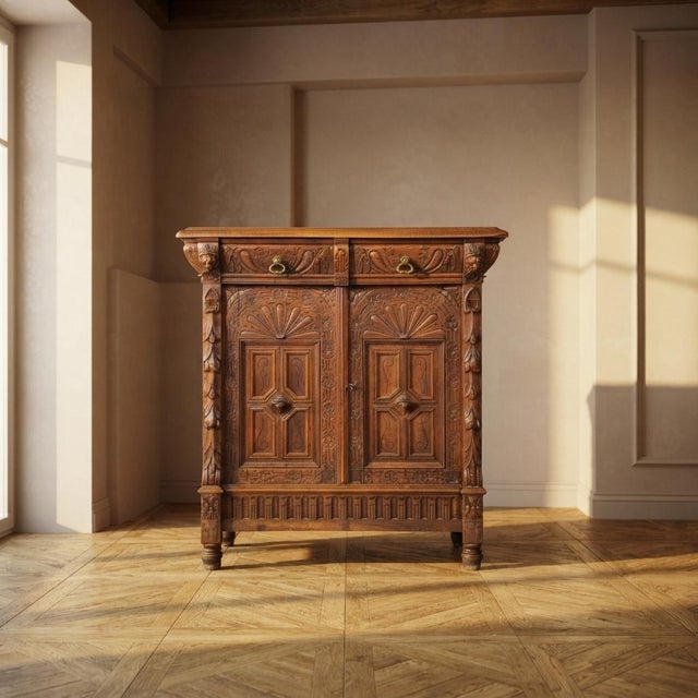 20th Century Carved Wooden Cabinet, 1940s For Sale - Image 17 of 17